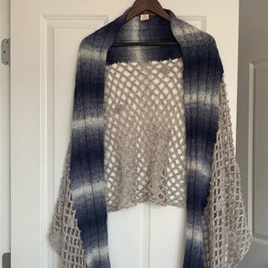 Free People Blue and Grey Knit Scarf